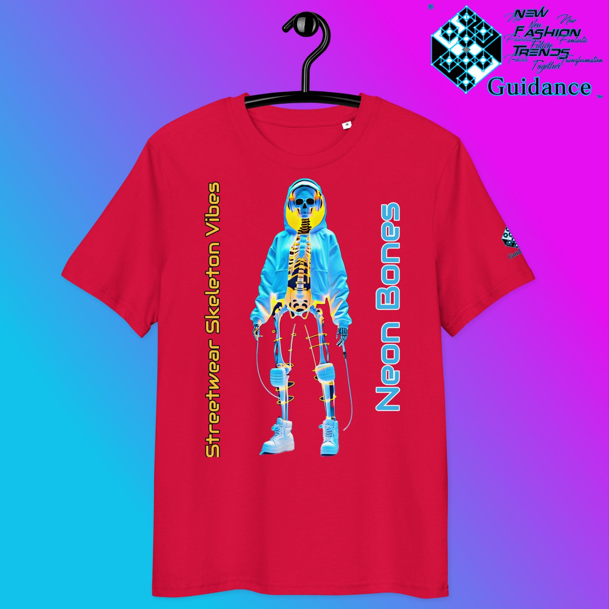 Neon Bones Tee – Futuristic X-Ray Skeleton Streetwear by XGuidance Red 15
