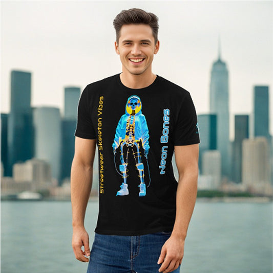 Neon Bones Tee – Futuristic X-Ray Skeleton Streetwear by XGuidance Black 1