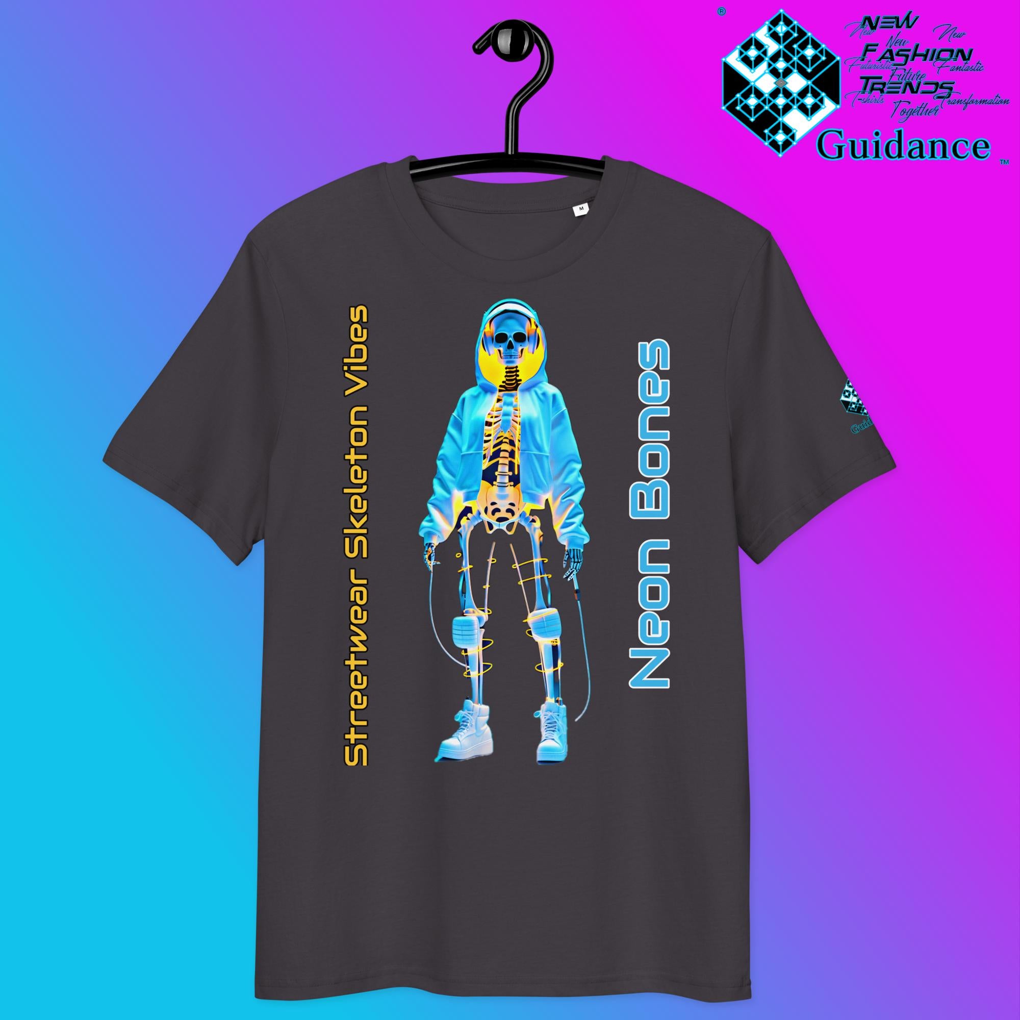 Neon Bones Tee – Futuristic X-Ray Skeleton Streetwear by XGuidance Anthracite 4
