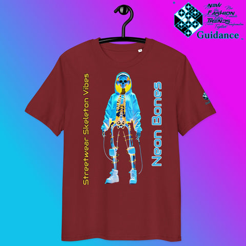 Neon Bones Tee – Futuristic X-Ray Skeleton Streetwear by XGuidance Burgundy 5