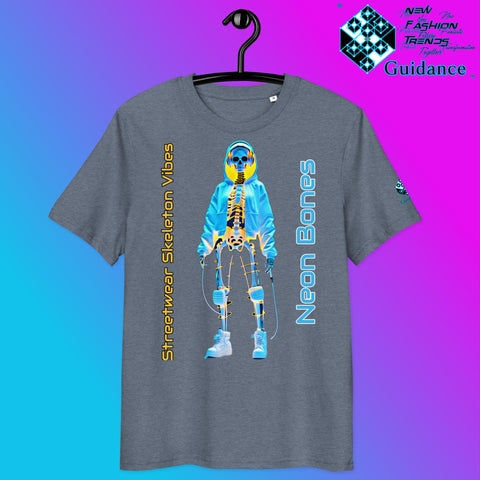 Neon Bones Tee – Futuristic X-Ray Skeleton Streetwear by XGuidance Dark Heather Blue 7