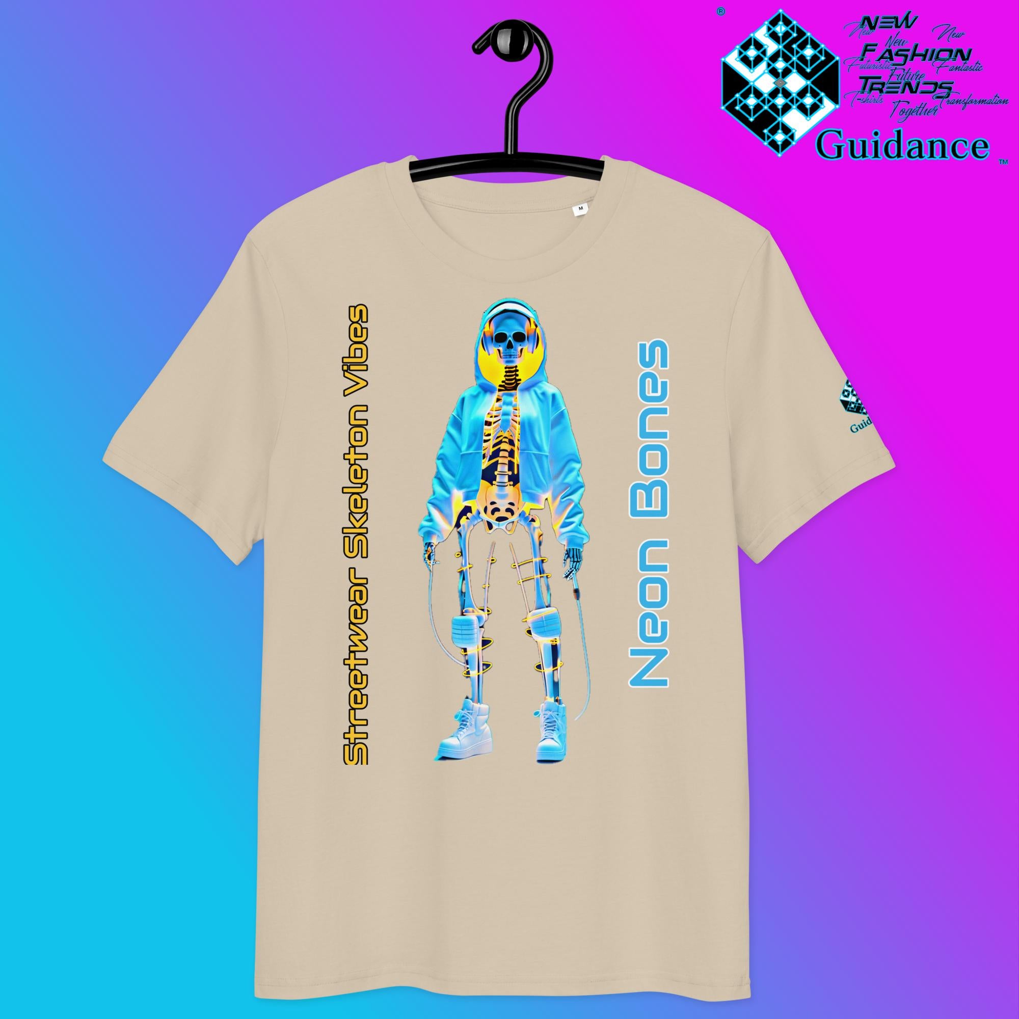Neon Bones Tee – Futuristic X-Ray Skeleton Streetwear by XGuidance Desert Dust 9