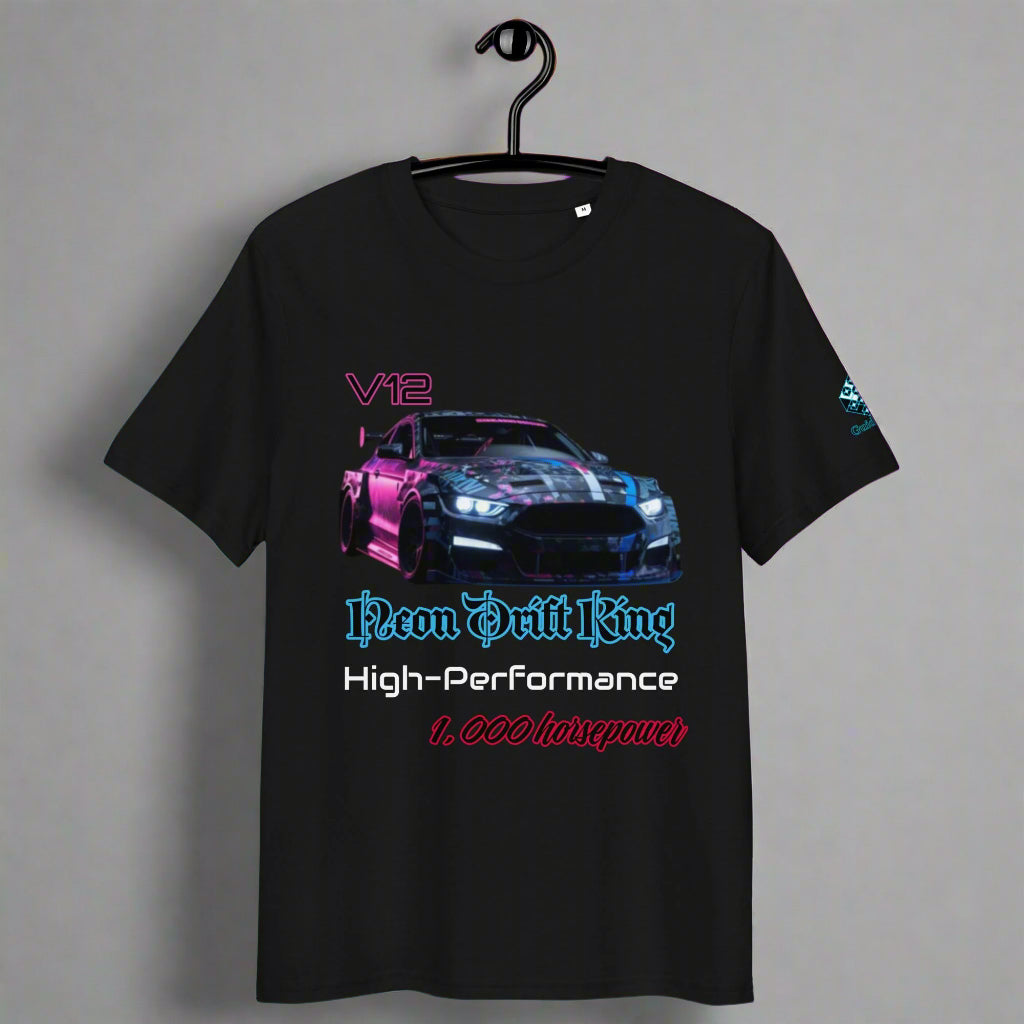 Neon Drift King T-Shirt – V12 Power & High Performance by XGuidance Black 1