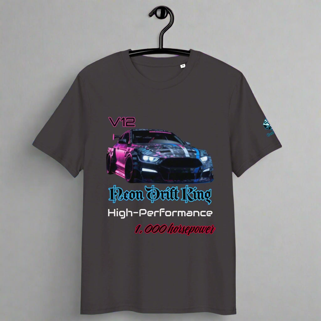 Neon Drift King T-Shirt – V12 Power & High Performance by XGuidance Anthracite 2