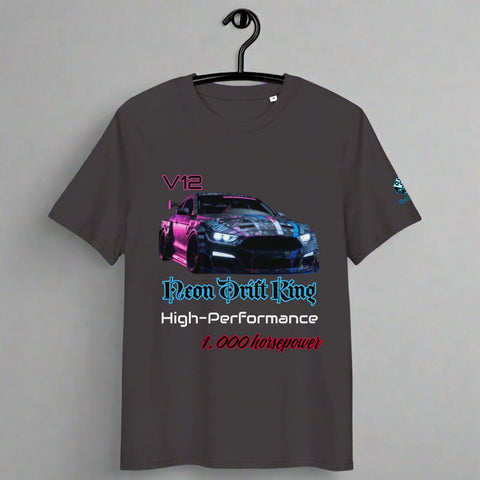 Neon Drift King T-Shirt – V12 Power & High Performance by XGuidance Anthracite 2