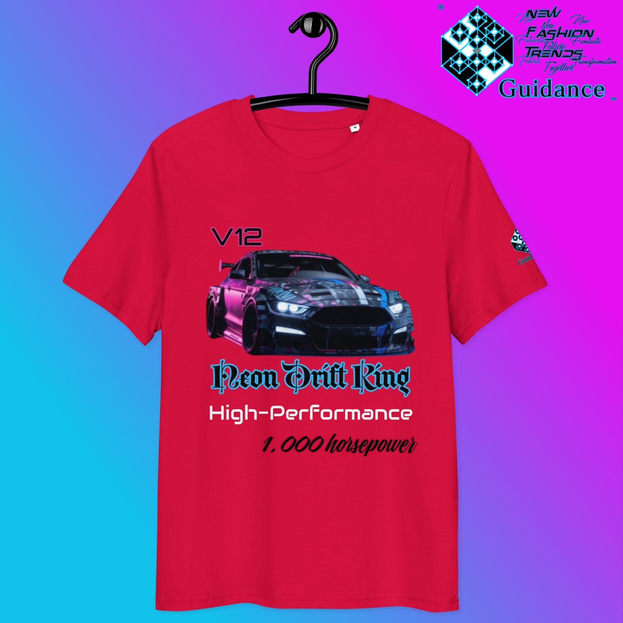 Neon Drift King T-Shirt – V12 Power & High Performance by XGuidance Red 8
