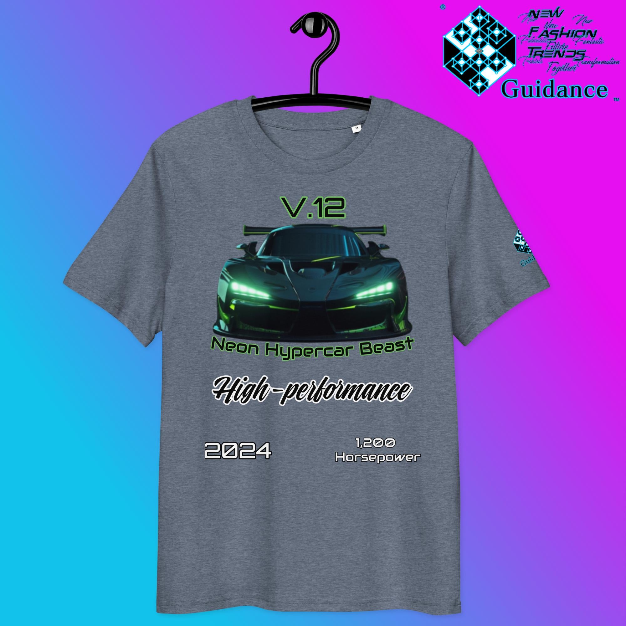 Neon Hypercar Beast Tee – V12 Speed & Futuristic Power by XGuidance Dark Heather Blue 4