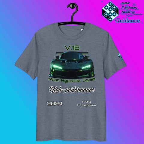 Neon Hypercar Beast Tee – V12 Speed & Futuristic Power by XGuidance Dark Heather Blue 4