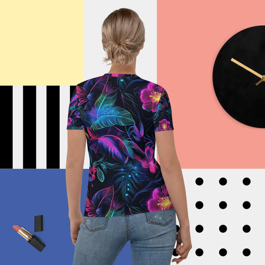 Neon Paradise Tee – Tropical Neon Floral Shirt for Festivals by XGuidance XS 2