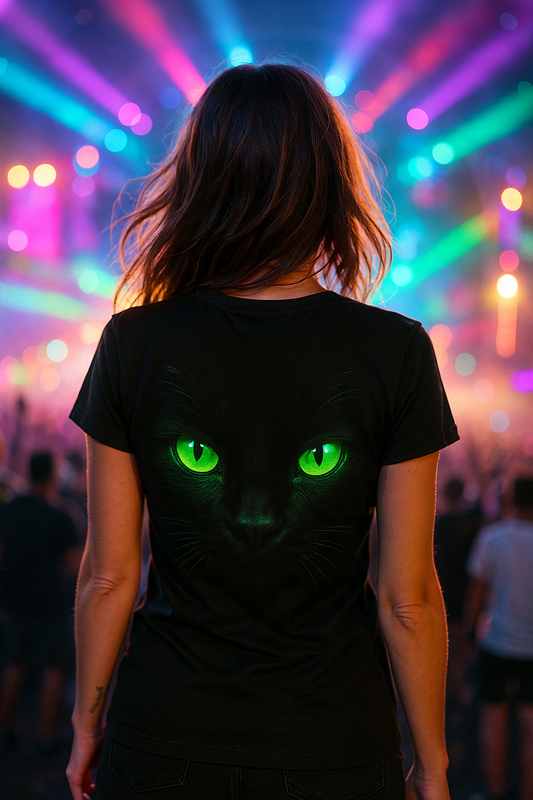 Night Prowler T-Shirt, Neon Cat Festival Streetwear T-Shirts by XGuidance XS 1