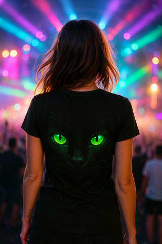 Night Prowler T-Shirt, Neon Cat Festival Streetwear T-Shirts by XGuidance XS 1