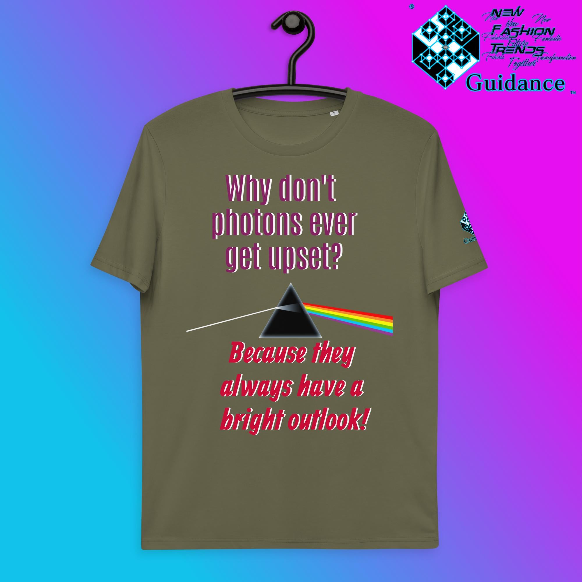 Photons Bright T-Shirt with Science Humor Design by XGuidance Khaki 11