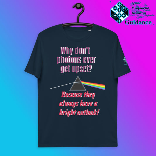 Photons Bright T-Shirt with Science Humor Design by XGuidance French Navy 2