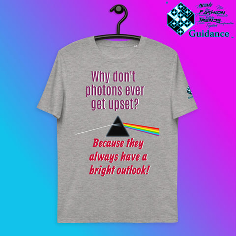 Photons Bright T-Shirt with Science Humor Design by XGuidance Heather Grey 3