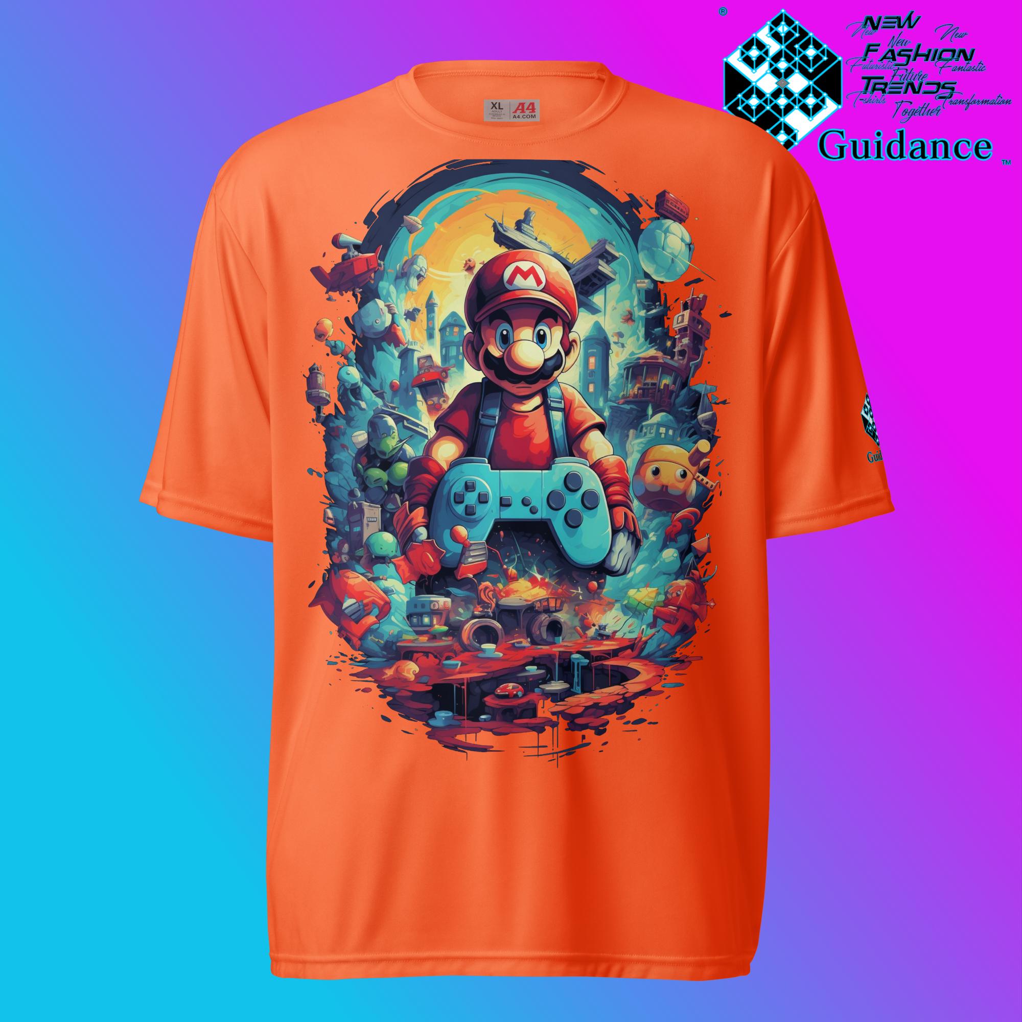 Pixel Adventure Mario Bros Gaming T Shirt by XGuidance Safety Orange 1