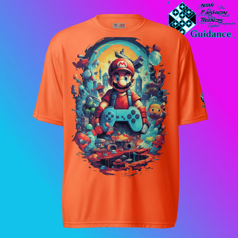 Pixel Adventure Mario Bros Gaming T Shirt by XGuidance Safety Orange 1