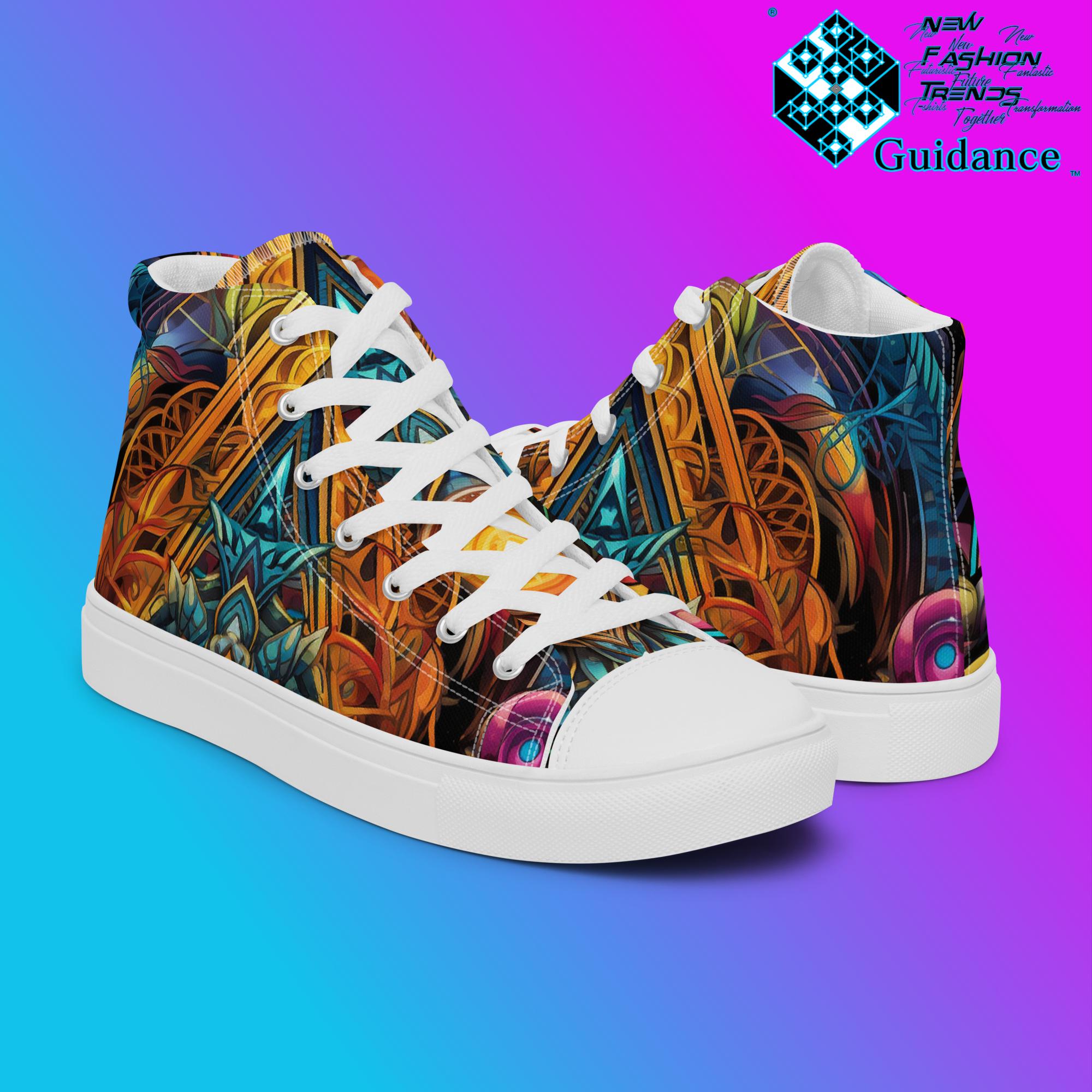 Polygonal Panorama High Top Shoes – Geometric Streetwear Sneakers by XGuidance Black 7