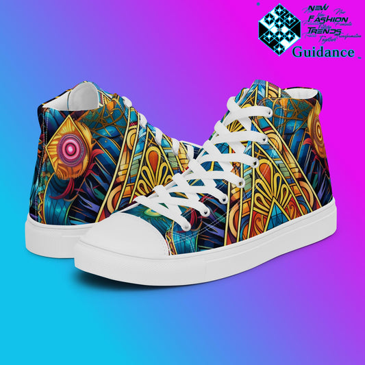 Portal Geometry High Top Shoes – Futuristic Festival Sneakers by XGuidance White 1