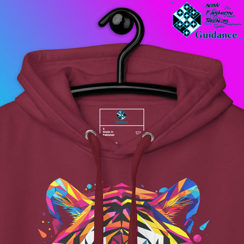 Prismatic Tiger Hoodie – Neon Geometric Wild Spirit by XGuidance Black 10