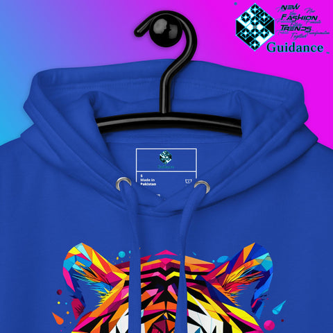 Prismatic Tiger Hoodie – Neon Geometric Wild Spirit by XGuidance Black 11