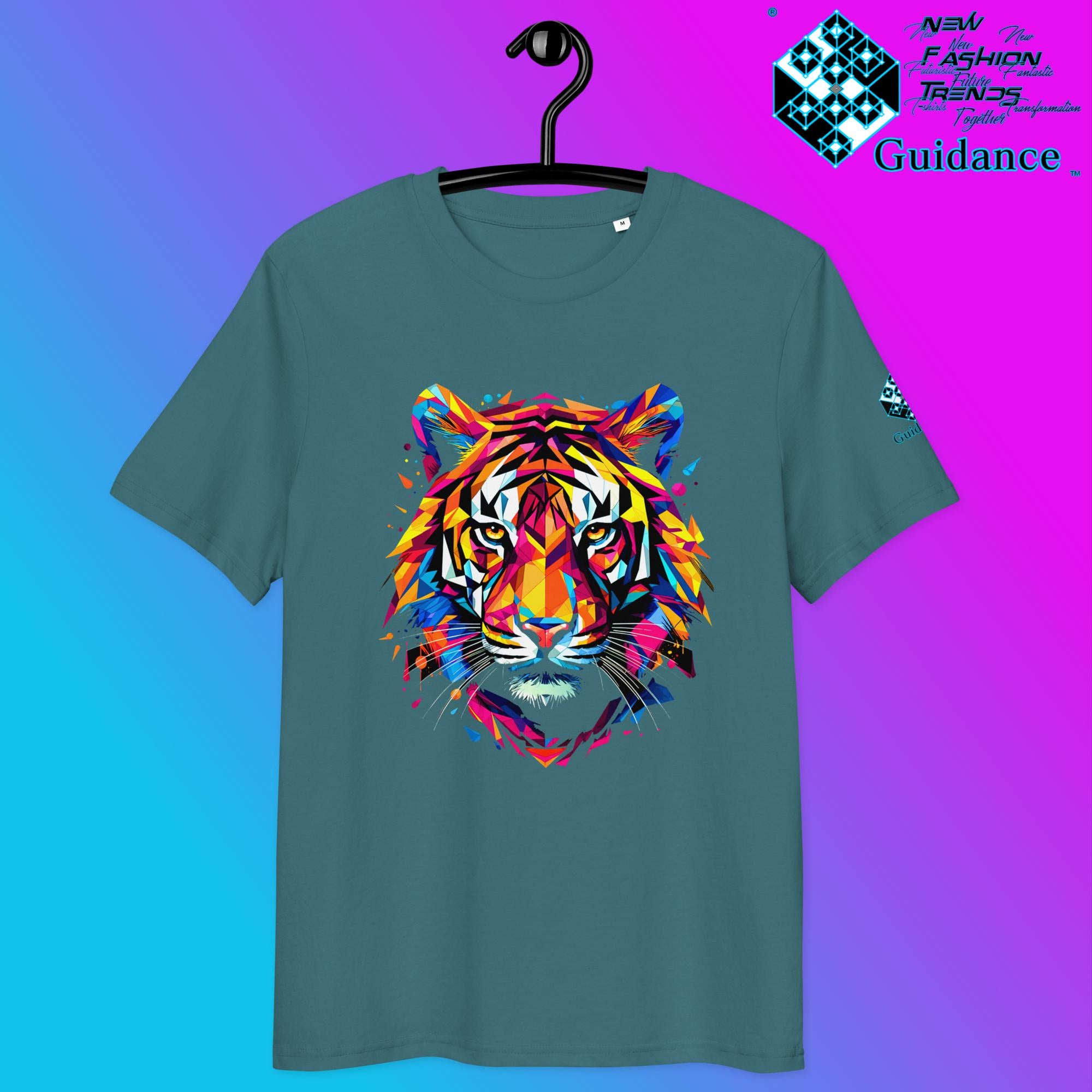 Prismatic Tiger T-Shirt with Neon Geometric Face by XGuidance Stargazer 8