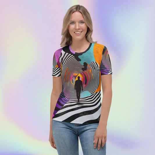 Psychedelic Path Tee – Surreal Stripes Artistic Unisex Shirt by XGuidance XS 1