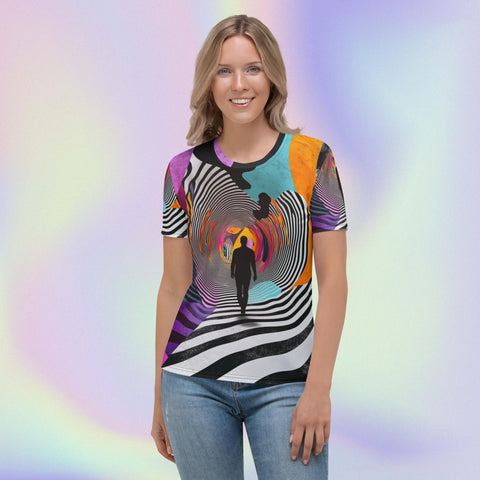 Psychedelic Path Tee – Surreal Stripes Artistic Unisex Shirt by XGuidance XS 1