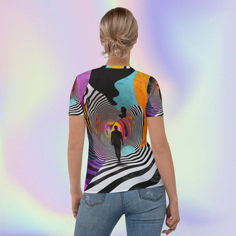 Psychedelic Path Tee – Surreal Stripes Artistic Unisex Shirt by XGuidance XS 2