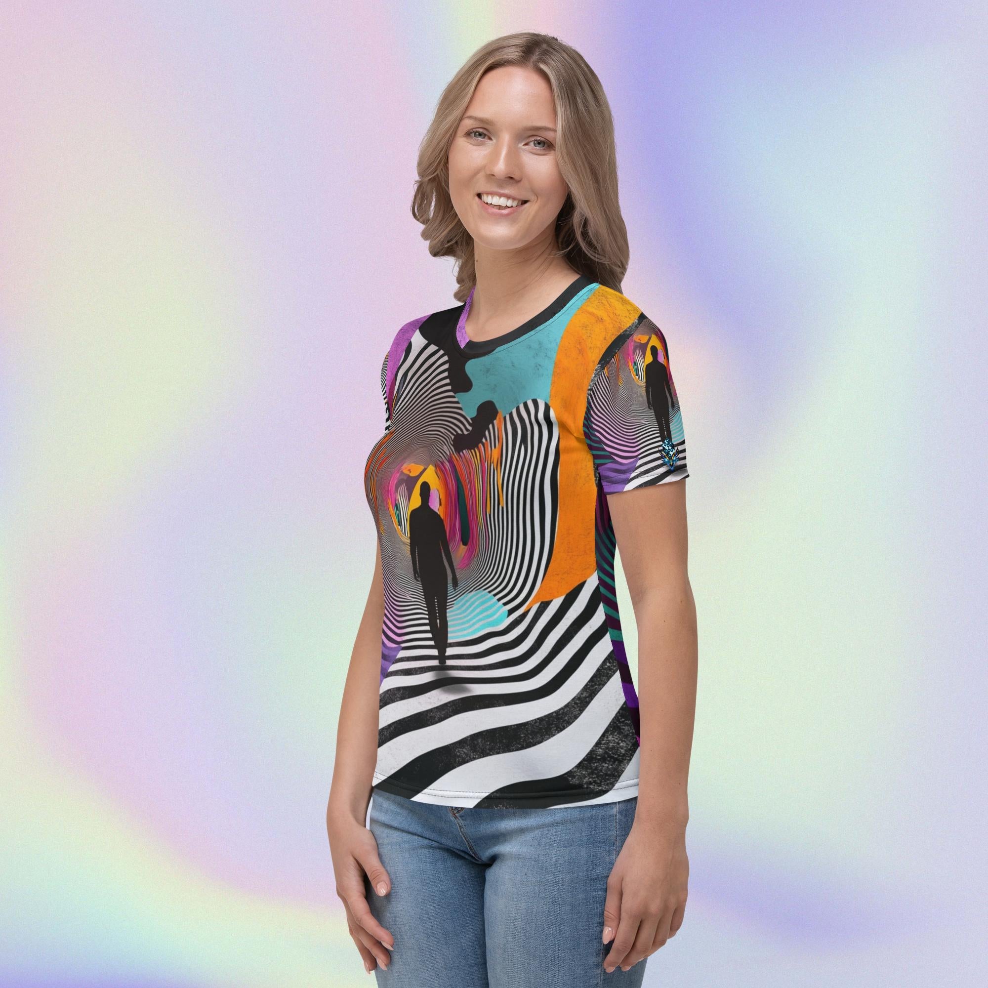 Psychedelic Path Tee – Surreal Stripes Artistic Unisex Shirt by XGuidance XS 3