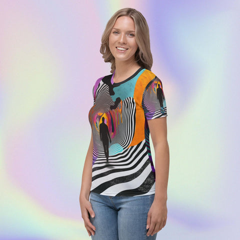 Psychedelic Path Tee – Surreal Stripes Artistic Unisex Shirt by XGuidance XS 3