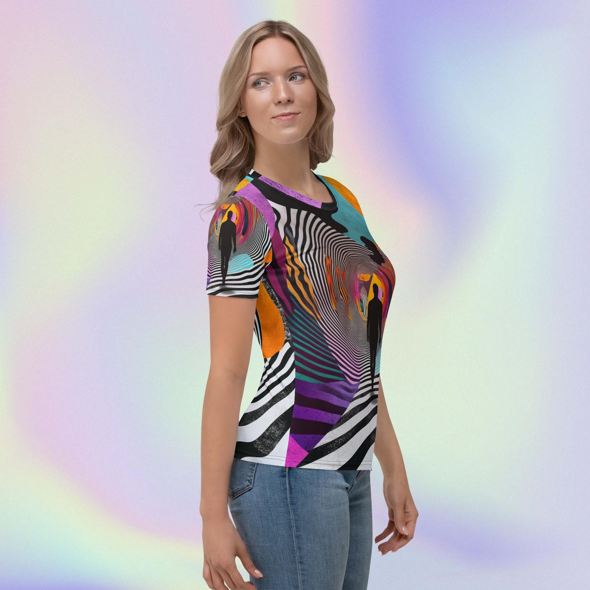 Psychedelic Path Tee – Surreal Stripes Artistic Unisex Shirt by XGuidance XS 4