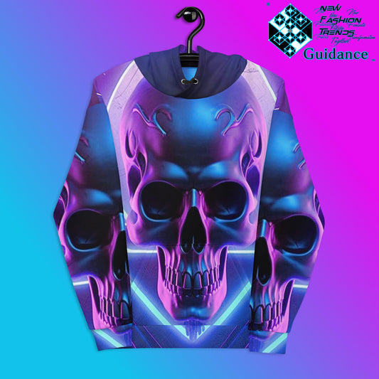 Purple Reaper Hoodie with Skull Design in Neon Style by XGuidance 2XS 1