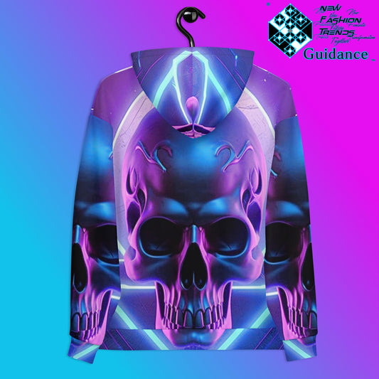 Purple Reaper Hoodie with Skull Design in Neon Style by XGuidance 2XS 2