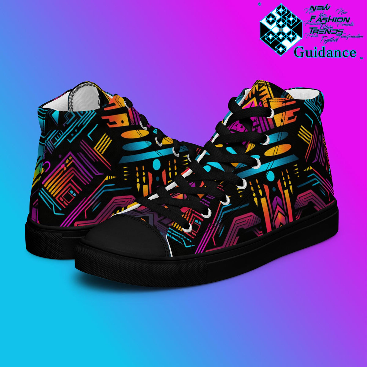 Quantum Guardian – Futuristic Neon Sneakers Sneakers by XGuidance Black 1