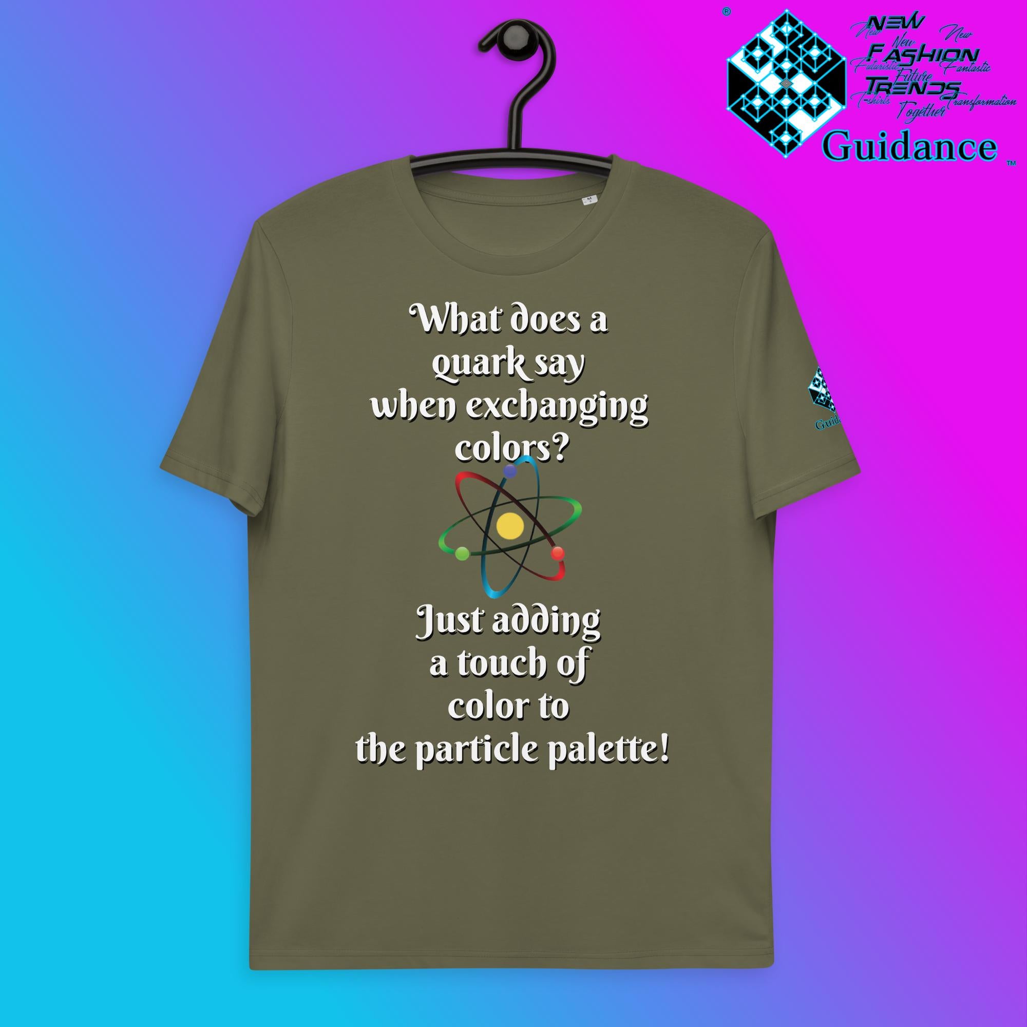 Quark Color Exchange T-Shirt with Science Humor by XGuidance Khaki 10