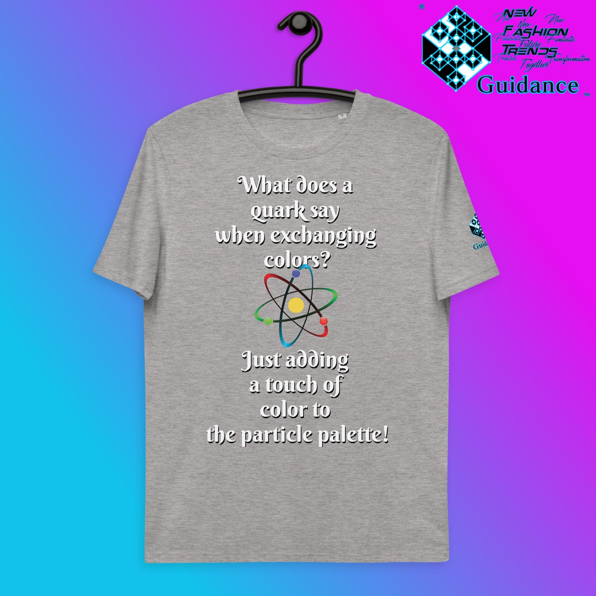Quark Color Exchange T-Shirt with Science Humor by XGuidance Heather Grey 3