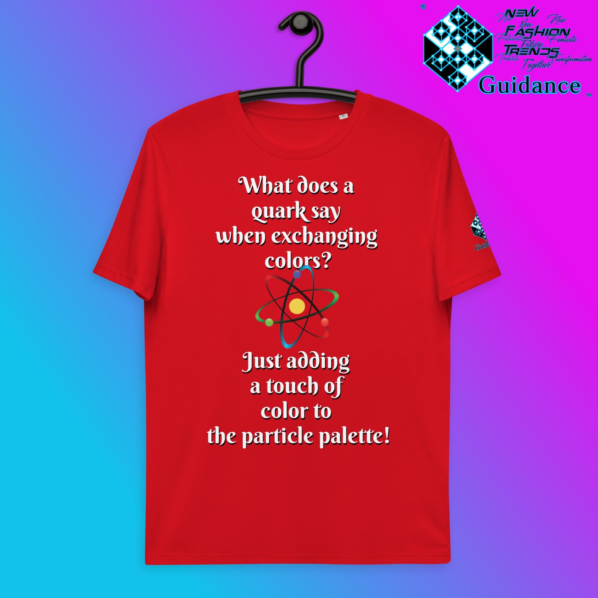 Quark Color Exchange T-Shirt with Science Humor by XGuidance Red 4