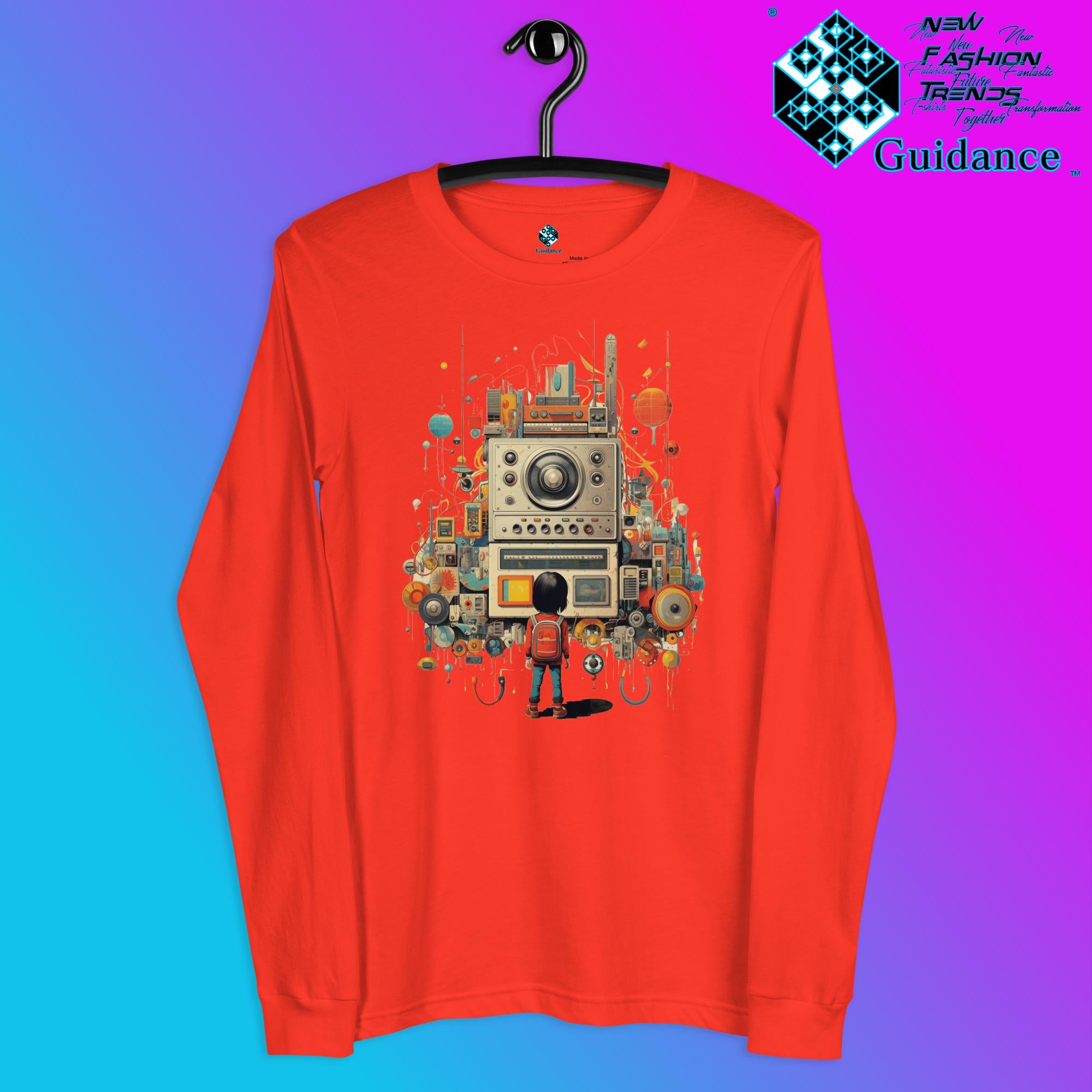 Radio Gaze Long Sleeve T-Shirt with Retro Robot Design by XGuidance Poppy 6