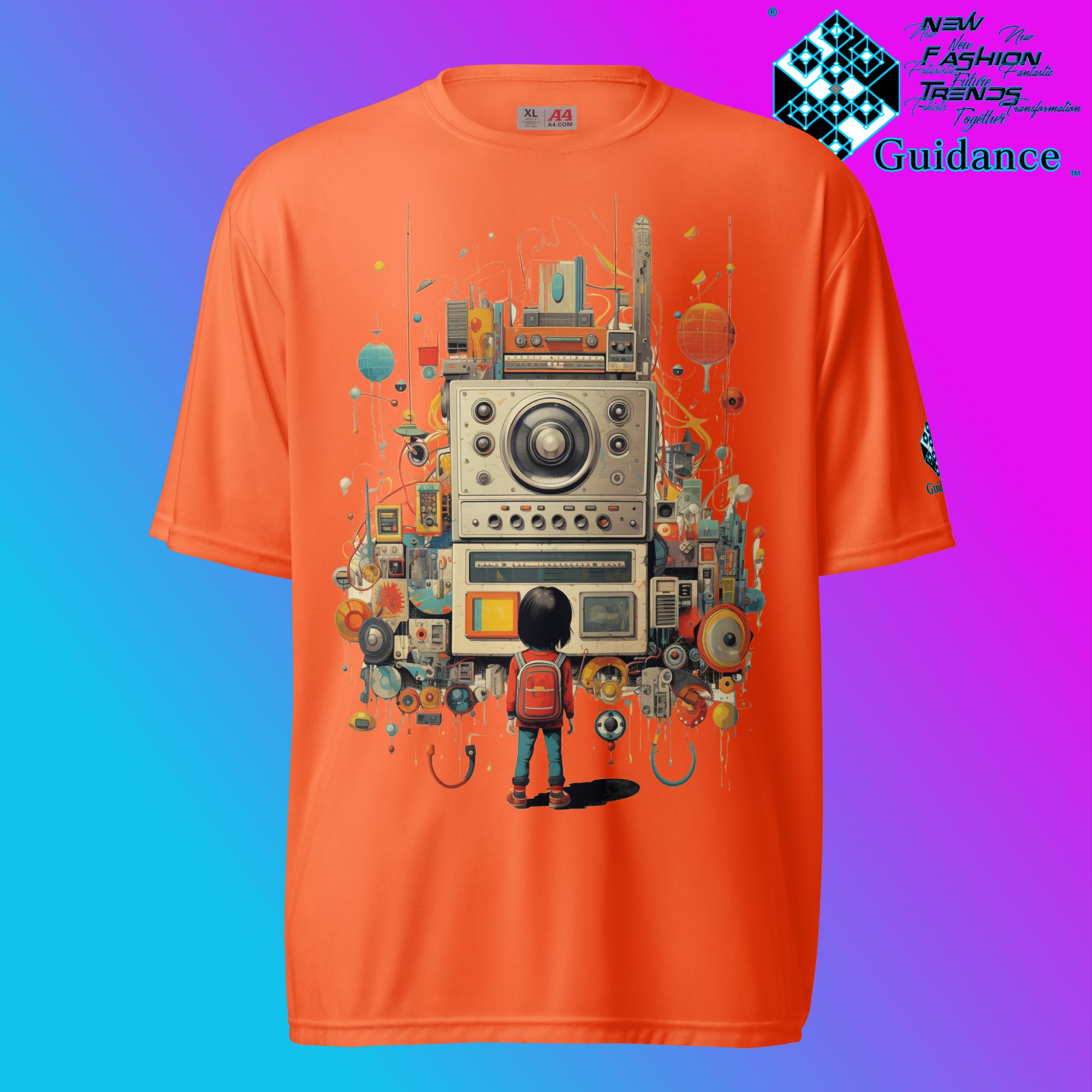 Radio Gaze Vintage Radio & Child T Shirt by XGuidance Safety Orange 1