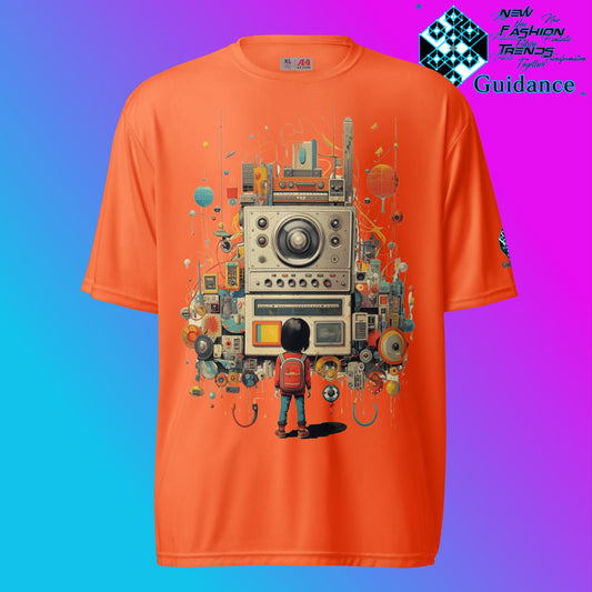 Radio Gaze Vintage Radio & Child T Shirt by XGuidance Safety Orange 1