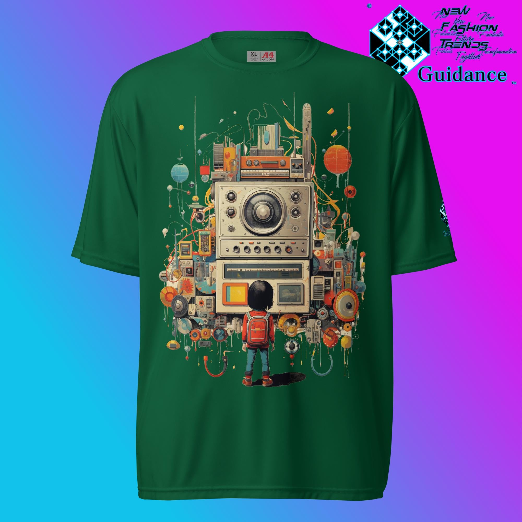 Radio Gaze Vintage Radio & Child T Shirt by XGuidance Forest Green 3