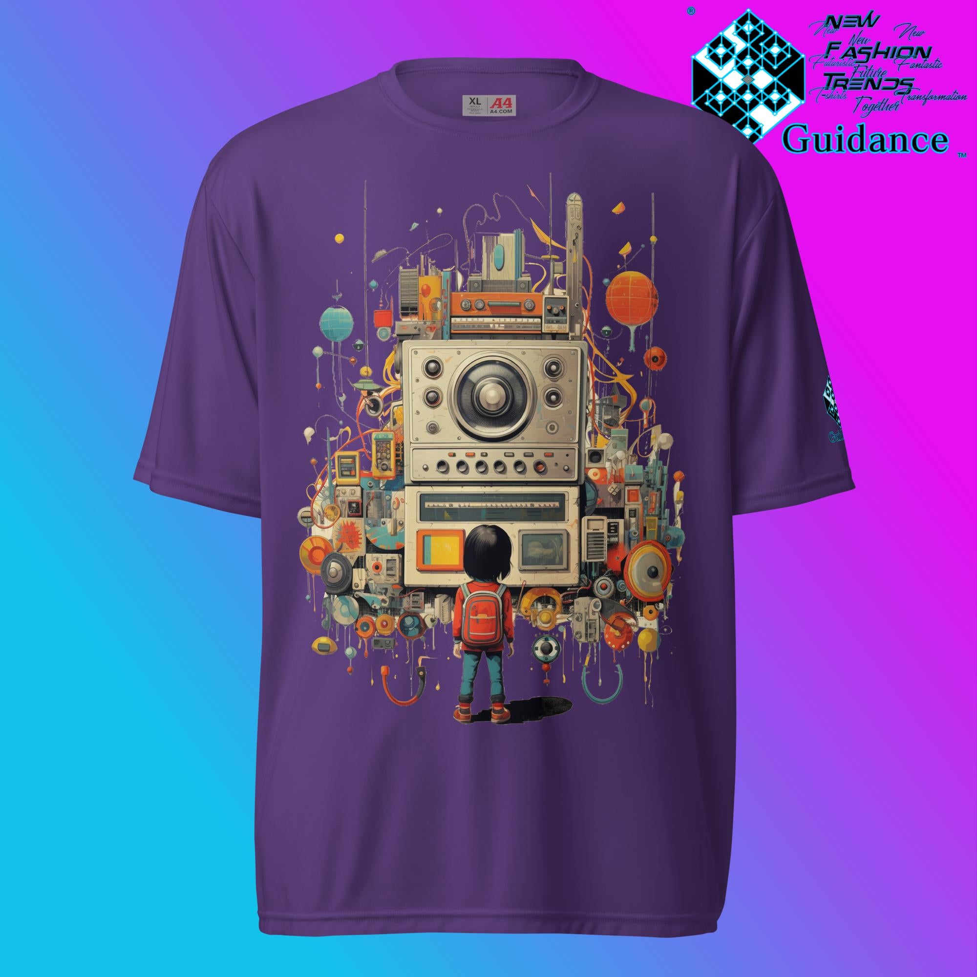 Radio Gaze Vintage Radio & Child T Shirt by XGuidance Purple 7