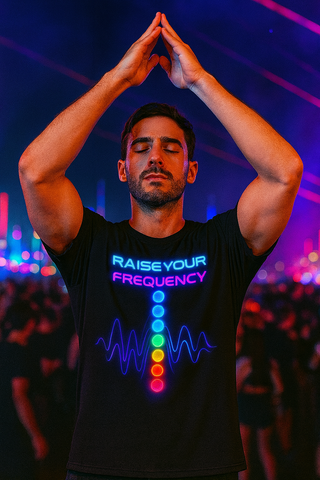 Raise Your Frequency Chakra T-Shirt, Neon T-Shirts by XGuidance XS 1