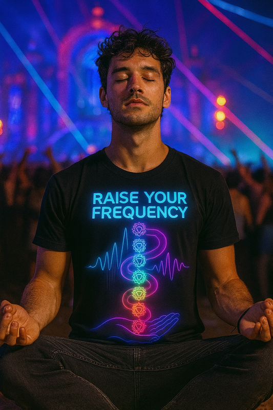 Raise Your Frequency T-Shirt, Neon Chakra T-Shirts by XGuidance XS 1