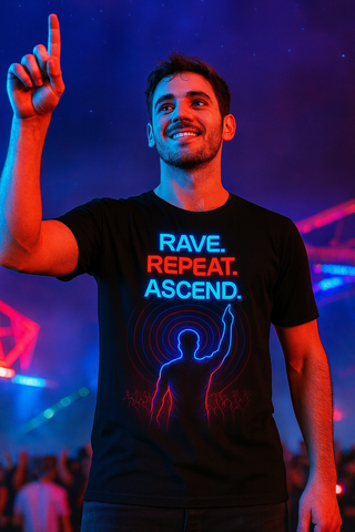 Rave Repeat Ascend Crowd T-Shirt, Neon Festival T-Shirts by XGuidance XS 1