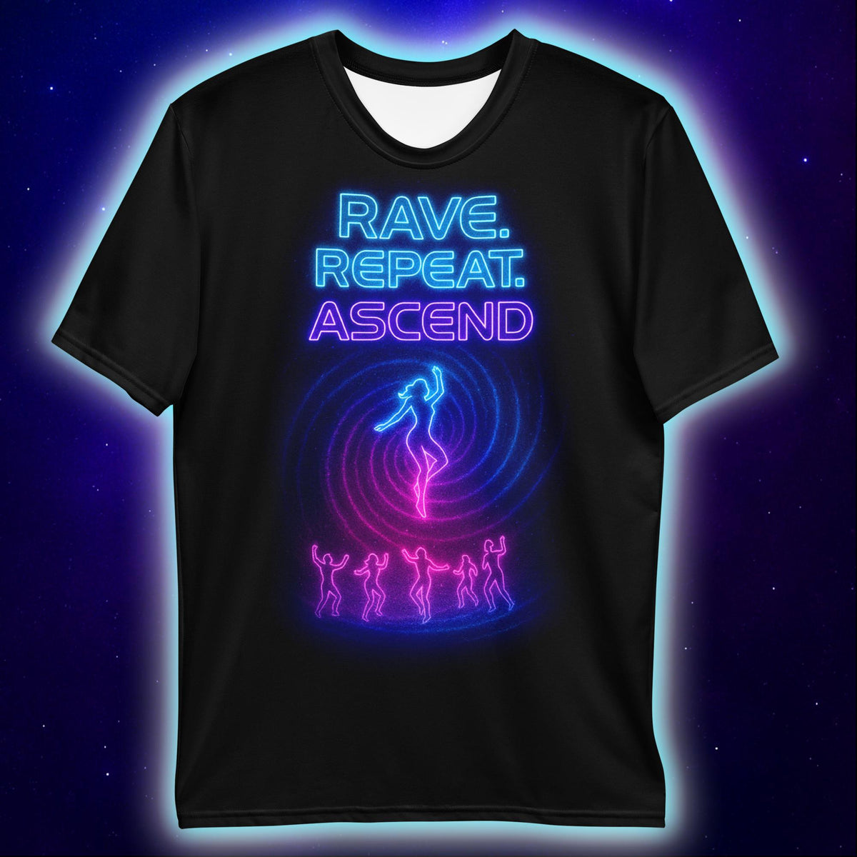 Rave Repeat Ascend Levitate T-Shirt, Neon Festival T-Shirts by XGuidance XS 2