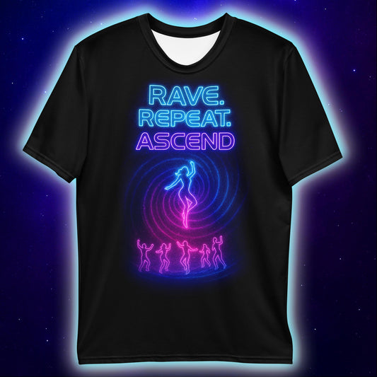 Rave Repeat Ascend Levitate T-Shirt, Neon Festival T-Shirts by XGuidance XS 2