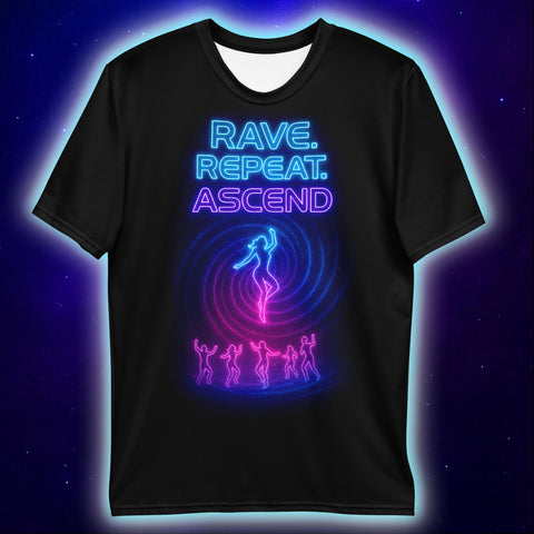 Rave Repeat Ascend Levitate T-Shirt, Neon Festival T-Shirts by XGuidance XS 2