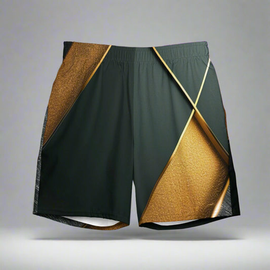 Regal Verdancy Swim Trunks – Gold and Emerald Elegance by XGuidance 2XS 1