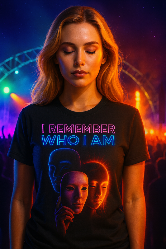 Remember Who I Am Mask T-Shirt, Neon Spiritual T-Shirts by XGuidance XS 1